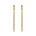 Gold hoop earrings with embedded diamonds on a white background