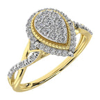 Gold and silver ring with diamond accents on a white background
