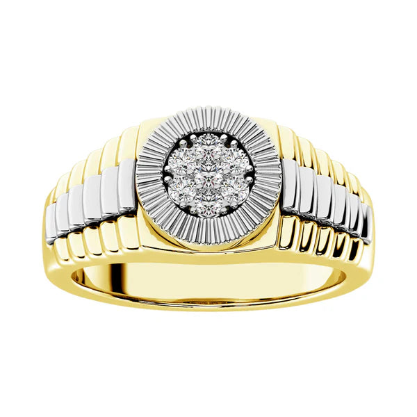 Men's 10K Two Tone Gold Diamond 1/4 Ct.Tw. Rolex Ring