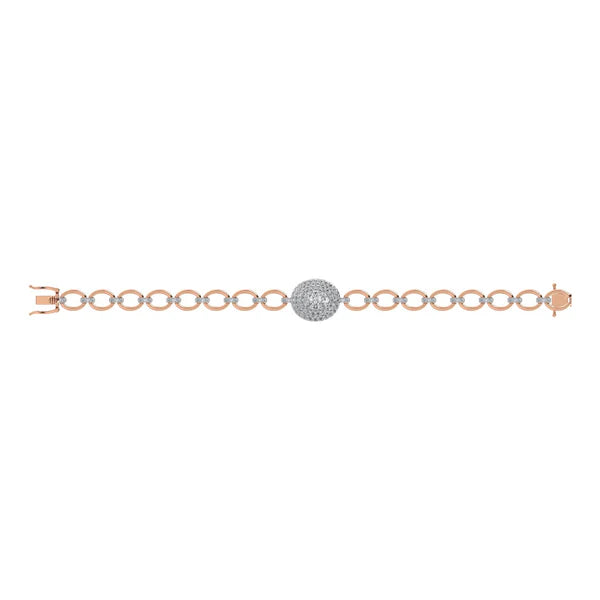 14K Rose Gold Diamond 1 7/8 Ct.Tw. Cuban Fashion Bracelet