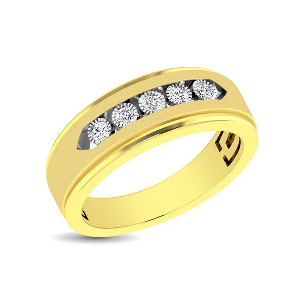 Men’s 10K Yellow Gold Diamond 1/6 Ct.Tw. Ilusion Band