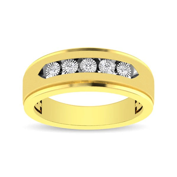 Men’s 10K Yellow Gold Diamond 1/6 Ct.Tw. Ilusion Band