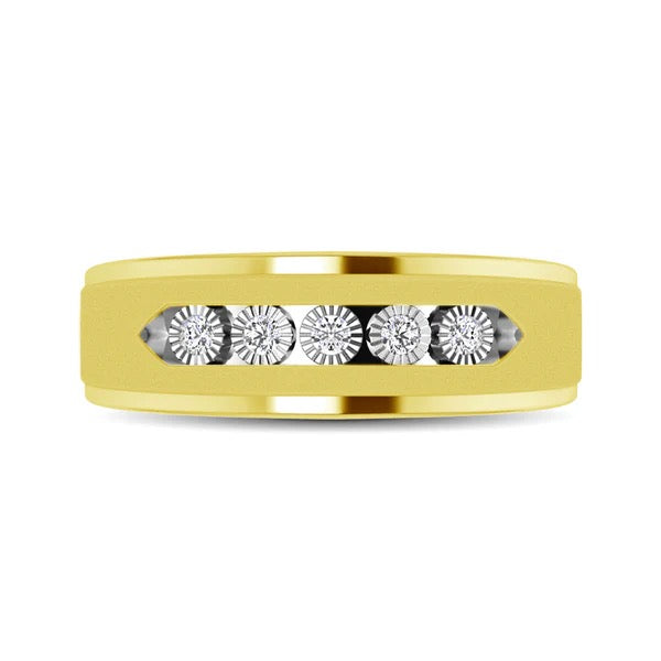 Men’s 10K Yellow Gold Diamond 1/6 Ct.Tw. Ilusion Band