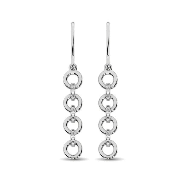 Sterling Silver Diamond 1/20 Ct.Tw. Drop Earrings
