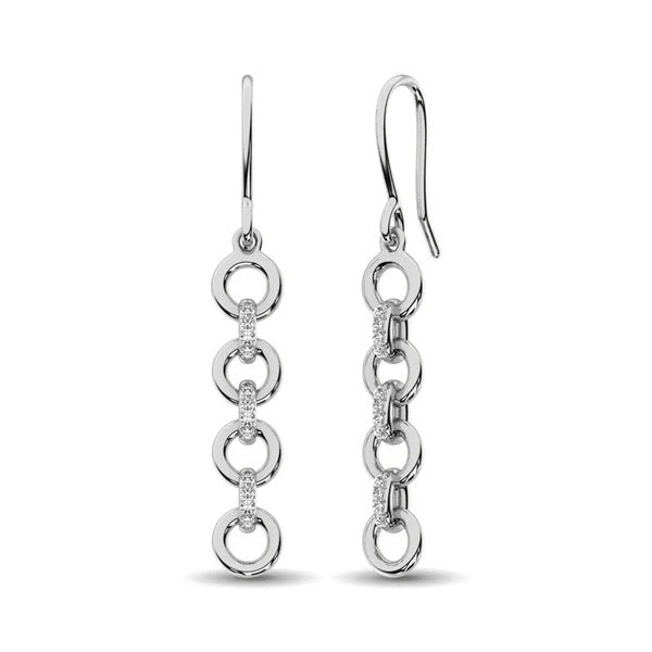 Sterling Silver Diamond 1/20 Ct.Tw. Drop Earrings