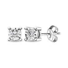 14K White Gold Solitaire Diamond 1/6 Ct.Tw. Stud Earrings