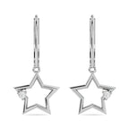 Sterling Silver Diamond 1/20 Ct.Tw. Star Earrings