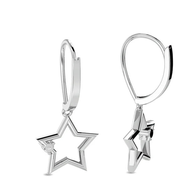 Sterling Silver Diamond 1/20 Ct.Tw. Star Earrings