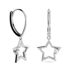 Sterling Silver Diamond 1/20 Ct.Tw. Star Earrings