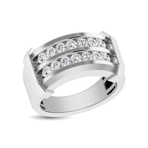 Men’s 10K White Gold Diamond 1/2 Ct.Tw. Round-Cut Wedding Band