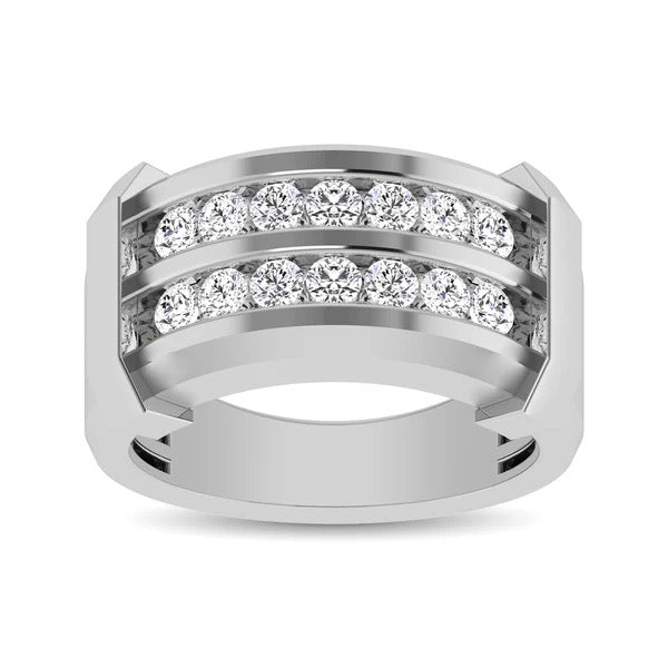 Men’s 10K White Gold Diamond 1/5 Ct.Tw. Round-Cut Wedding Band