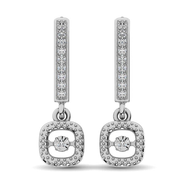 Sterling Silver Moving Diamond 1/20 Ct.Tw. Danglers Earrings