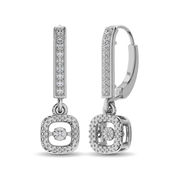Sterling Silver Moving Diamond 1/20 Ct.Tw. Danglers Earrings