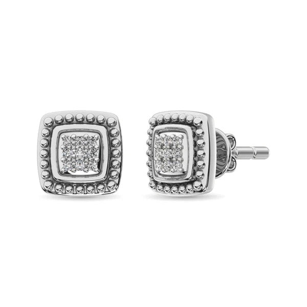 Sterling Silver Diamond 1/20 Ct.T.w Round-Cut Fashion Earrings