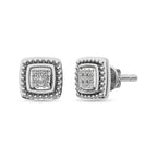 Sterling Silver Diamond 1/20 Ct.T.w Round-Cut Fashion Earrings