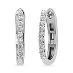 14K White Gold Diamond 1/4 Ct.Tw. Hoop Earrings