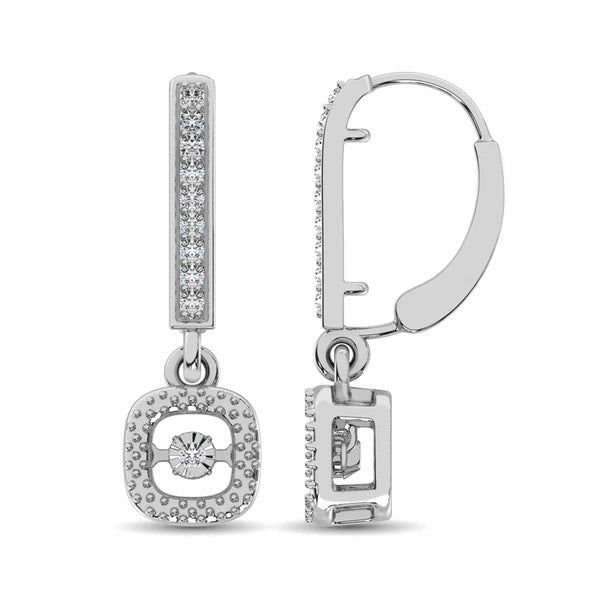 Sterling Silver Moving Diamond 1/20 Ct.Tw. Danglers Earrings