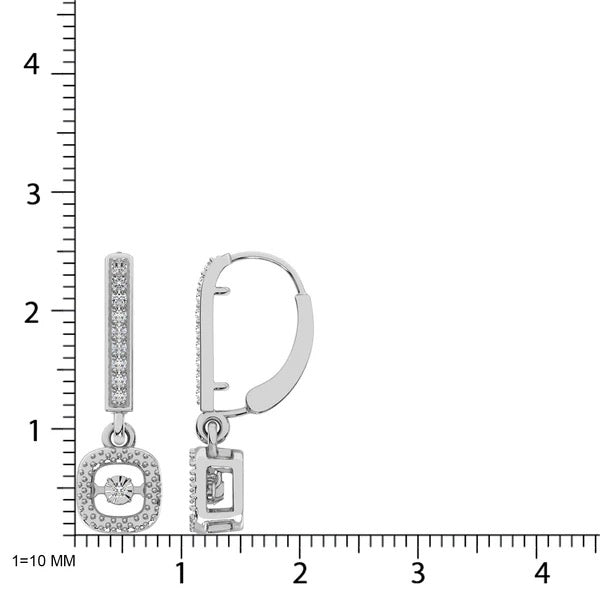 Sterling Silver Moving Diamond 1/20 Ct.Tw. Danglers Earrings