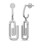 925 Silver Diamond 1/10 Ct.Tw. Paper Clip Earrings