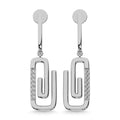 925 Silver Diamond 1/10 Ct.Tw. Paper Clip Earrings