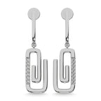 925 Silver Diamond 1/10 Ct.Tw. Paper Clip Earrings