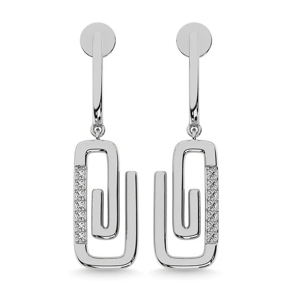 925 Silver Diamond 1/10 Ct.Tw. Paper Clip Earrings