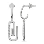 925 Silver Diamond 1/10 Ct.Tw. Paper Clip Earrings