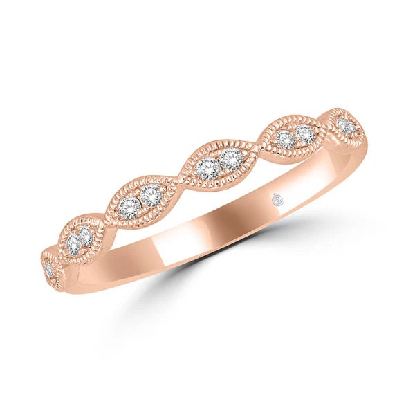 14K Rose Gold Diamond 1/6 Ct.Tw. Stackable Band