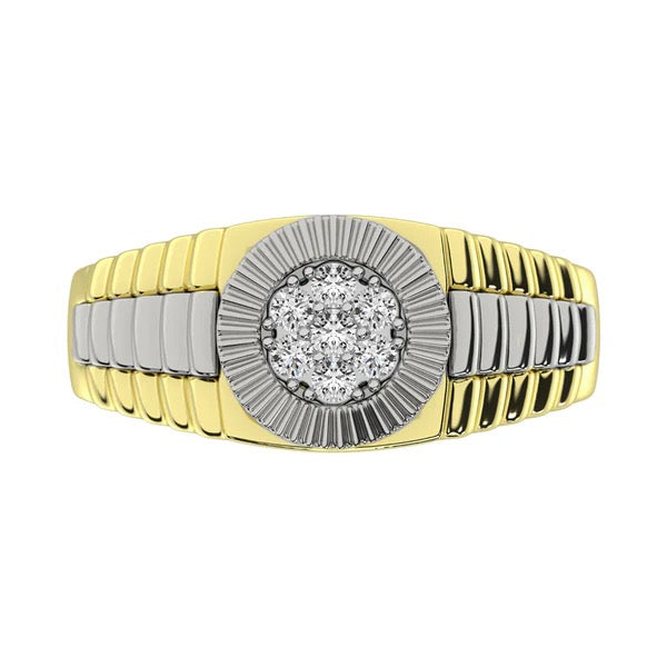 Men's 10K Two Tone Gold Diamond 1/4 Ct.Tw. Rolex Ring