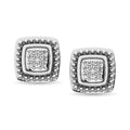 Sterling Silver Diamond 1/20 Ct.T.w Round-Cut Fashion Earrings