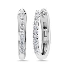 14K White Gold Diamond 1/4 Ct.Tw. Hoop Earrings