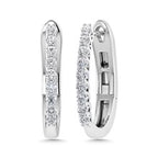 14K White Gold Diamond 1/4 Ct.Tw. Hoop Earrings
