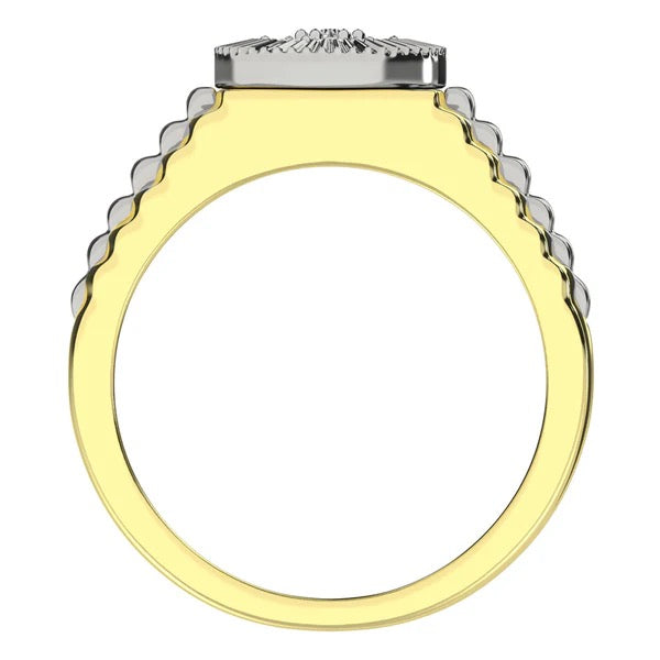 Men's 10K Two Tone Gold Diamond 1/4 Ct.Tw. Rolex Ring