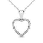 10K White Gold Diamond 1/10 Ct.Tw. Heart Pendant