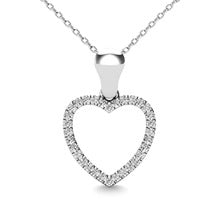 10K White Gold Diamond 1/10 Ct.Tw. Heart Pendant