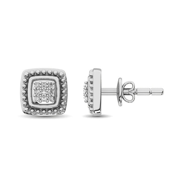 Sterling Silver Diamond 1/20 Ct.T.w Round-Cut Fashion Earrings