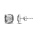 Sterling Silver Diamond 1/20 Ct.T.w Round-Cut Fashion Earrings