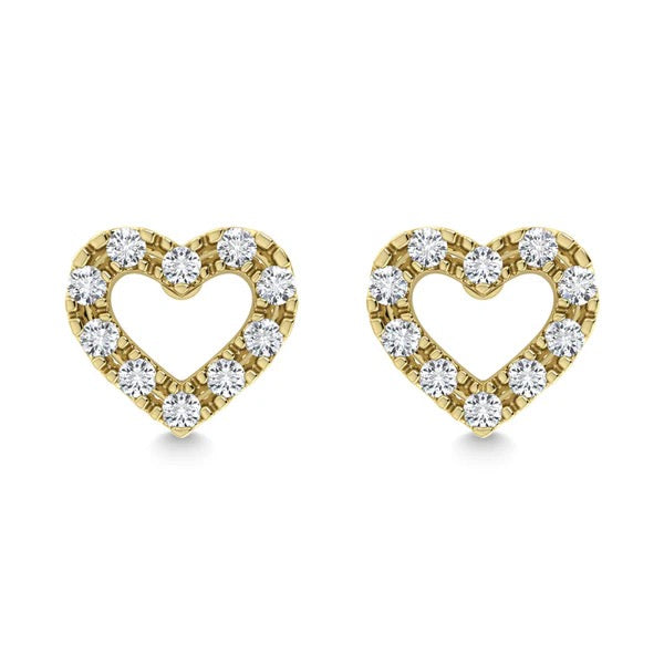 10K Yellow Gold Diamond 1/20 Ct.Tw. Heart Earrings