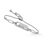 925 Silver Diamond 1/20 Ct.Tw. Paper Clip Bracelet