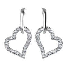 10K White Gold Diamond 1/5 Ct.Tw. Heart Earrings
