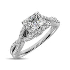 14K White Gold Diamond 1/2 Ct.Tw. Halo Engagement Ring