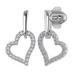 10K White Gold Diamond 1/5 Ct.Tw. Heart Earrings