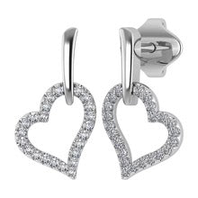10K White Gold Diamond 1/5 Ct.Tw. Heart Earrings