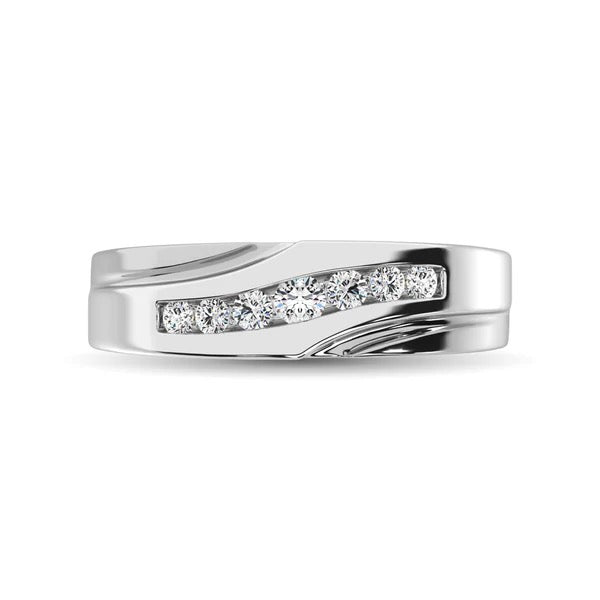 Men’s 10K White Gold Diamond 1/4 Ct.Tw. Band