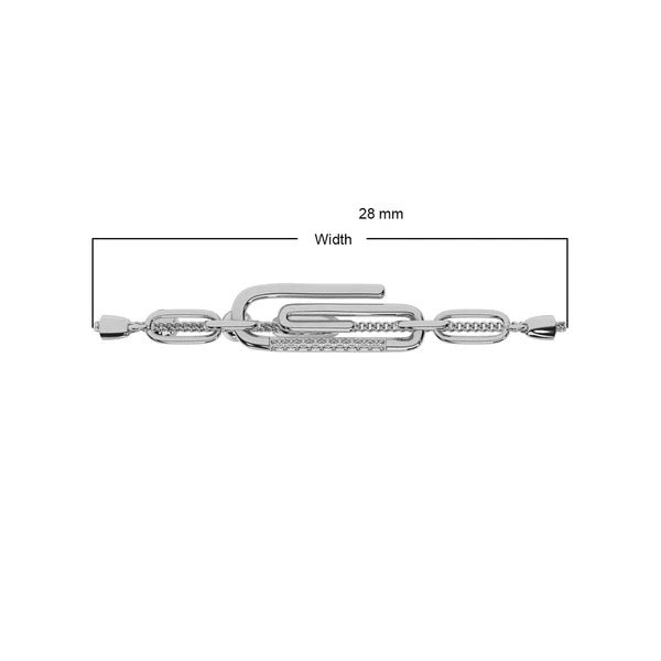 925 Silver Diamond 1/20 Ct.Tw. Paper Clip Bracelet