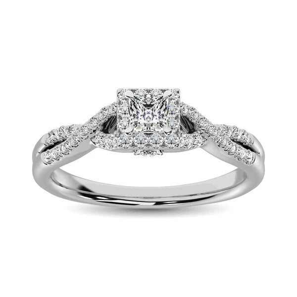 14K White Gold Diamond 1/2 Ct.Tw. Halo Engagement Ring