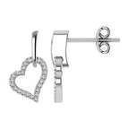 10K White Gold Diamond 1/5 Ct.Tw. Heart Earrings