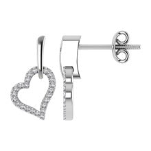 10K White Gold Diamond 1/5 Ct.Tw. Heart Earrings