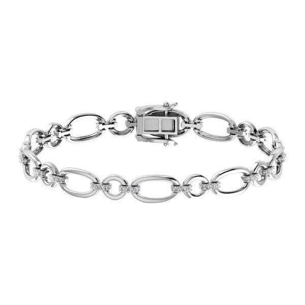 14K White Gold Diamond 5/8 Ct.Tw. Cuban Fashion Bracelet