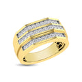 Men’s 10K Yellow Gold Diamond 1/2 Ct.Tw. Triple Row Wedding Band
